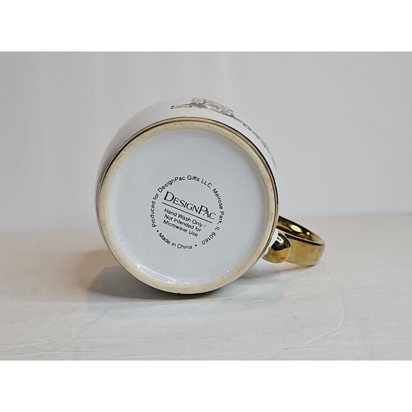 Design Pac Gifts Large Soup Cup Coffee Mug White Gold Monogram L Personalized - Picture 3 of 6